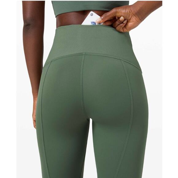 Lululemon Train Free High-Rise Crop 23" Algae Green Legging Size 6 - Picture 5 of 10